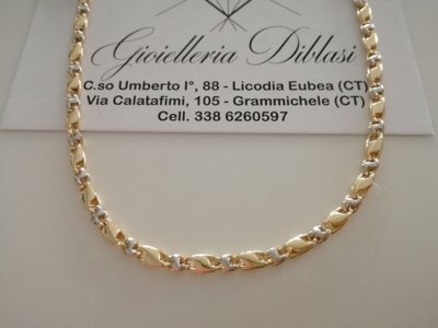 Pre-owned Gold Halskette Herren Damen 18 Karat 750% Massiv Collier Kette Bicolor Gelb Weiss