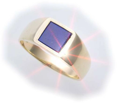 Pre-owned Markenlos Herren Ring Echt Gold 333 Echt Lapis Alle Steine Mögl. Gelbgold Qualität