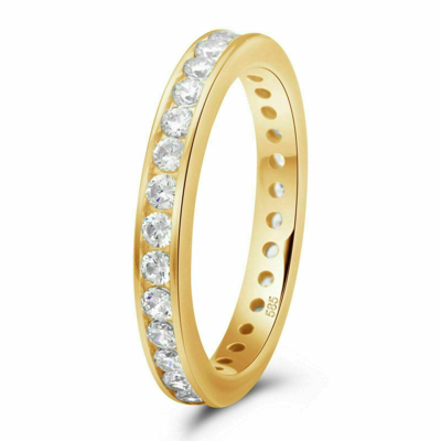 Pre-owned Silberstar Memoire Eternity Ring Damen Echt 585er Gelb Gold Zirkonia Stein Weiss 14 Karat