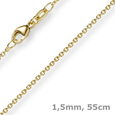 Pre-owned Schmuck-krone 1,5mm Rund-ankerkette Aus 750 Gold Gelbgold Kette Collier Halskette, 55cm