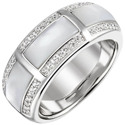 Pre-owned Schmuck-krone - Silberschmuck Ring Aus 925 Silber Mit 3 Perlmutt Einlagen & 42 Zirkonia Silberring Fingerring