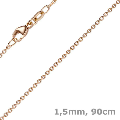 Pre-owned Schmuck-krone 1,5mm Rund-ankerkette Aus 750 Gold Rotgold Kette Collier Halskette, 90cm