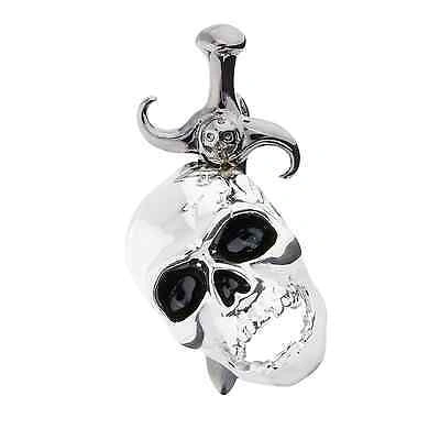 Pre-owned Rebeligion Anhänger Totenkopf Mit Schwert Silber  Black Rock Für Halskette Kette