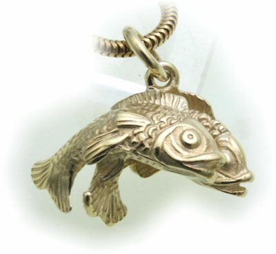 Pre-owned Markenlos Anhänger Sternzeichen Fische Echt Gold 333 Massiv 8kt Tierkreiszeichen