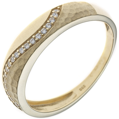 Pre-owned Jobo Goldring, Gold Zirkoniaring 333 Gelbgold Mattiert, Zirkonia, Gewicht Ca. 2 Gramm