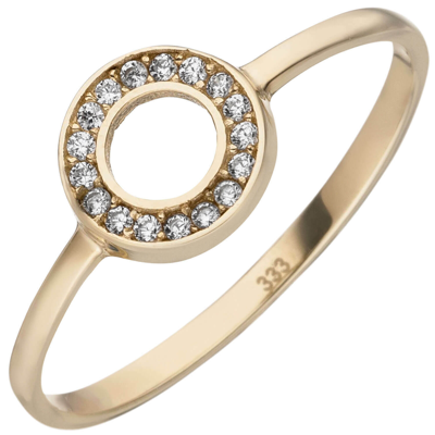 Pre-owned Schmuck-krone - Goldschmuck Ring Aus 333 Gold Gelbgold Mit 17 Zirkonia Kreis Goldring Fingerring Damen