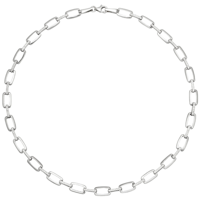 Pre-owned Schmuck-krone - Silberschmuck 7,1mm Collier Halskette Aus 925 Silber Mit 154 Weissen Zirkonia 45cm Halsschmuck