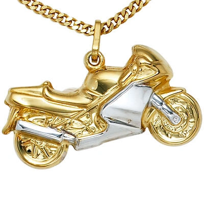 Pre-owned Echtschmuck Anhänger 333 Biker Motorsport Echt Gold Motorrad Rennmaschine 8kt Ausgeformt