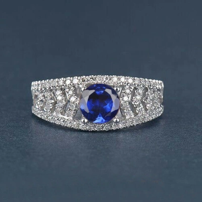 Pre-owned Vt Gems 585er Weissgold 1,55kt Natürlich Blau Tansanit Igi Zertifiziert Diamant Ring