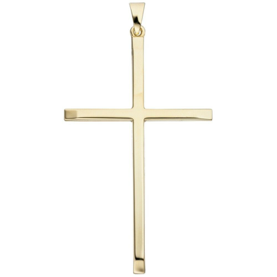 Pre-owned Schmuck-krone Anhänger Kreuz 50,8x30,1mm Goldkreuz Am Enden Verjungt 333 Gold Gelbgold Schmal