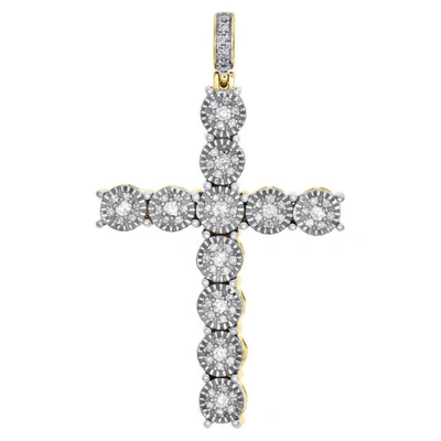 Pre-owned Jfl Diamonds & Timepieces 10k Gelbgold Original Diamant Kreuz Anhänger Wunder Set 1.80 " Charm 5/8 Karat