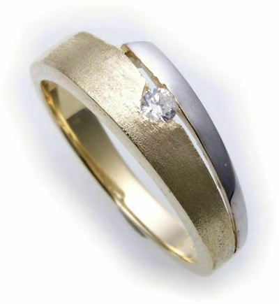 Pre-owned Markenlos Damen Ring Gold 333 Zirkonia Teilmattiert Teilrhod. Gelbgold Qualität