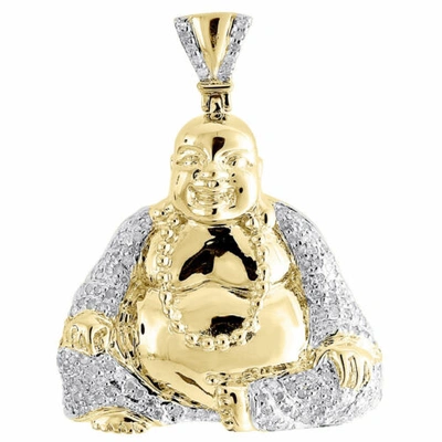 Pre-owned Jfl Diamonds & Timepieces Diamant Lachen Buddha Anhänger Herren .925 Sterlingsilber Charm 0.60