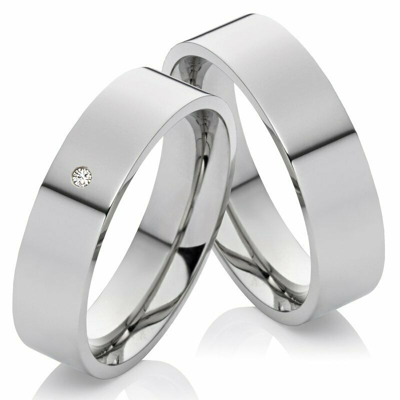 Pre-owned Rings-and-more Partnerringe Eheringe Aus Titan Mit Diamant Und Lasergravur Mor63