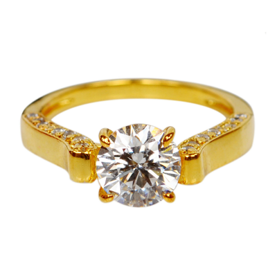 Pre-owned Vt Gems 2,10kt Solide 585er Gelbgold Runden Form Wunderbar Solitär Verlobung Ring