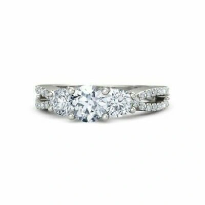 Pre-owned Hrb-exporte 2,50 Ct Runder Moissanite Diamant 925 Sterling Silber Anspruchsvoller Ring...