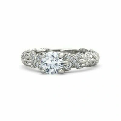 Pre-owned Hrb-exporte 2,20 Cts Runder Moissanite Diamant 925 Sterling Silber Schicker Ring Für...