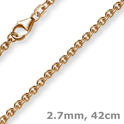 Pre-owned Schmuck-krone 2,7mm Kette Collier Rundankerkette Aus 585 Gold Rotgold 42cm Unisex