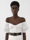 Chloé Balloon Sleeve Off The Shoulder Linen Voile Bustier Top In White