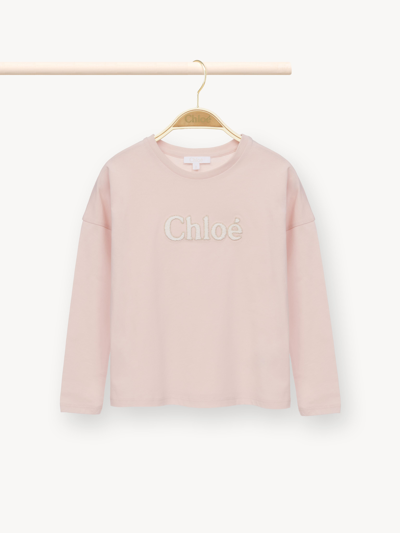 Chloé Babies' Long-sleeved Logo Top In Pink