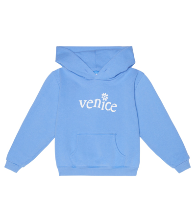 Erl Teen Venice-print Hoodie In Blue 1