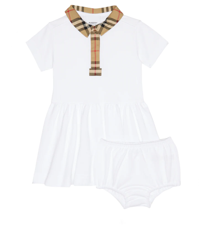 Burberry Kids' Baby Vintage Check Cotton Dress And Bloomers Set In White