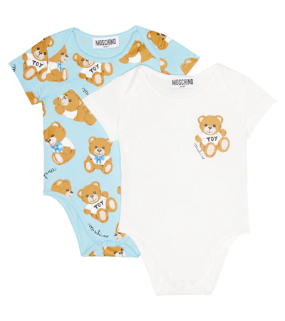 Moschino Babies' Set Of 2 Printed Cotton Bodysuits In Multicolor