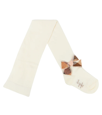 Il Gufo Babies' Embellished Jersey Tights In Milk