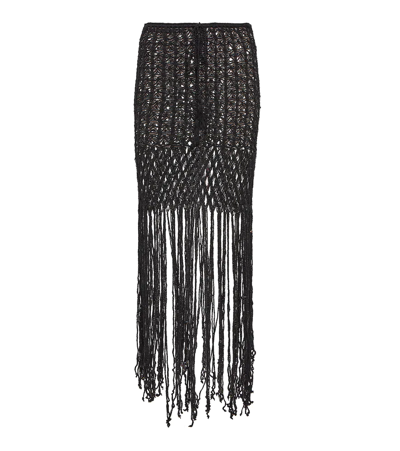 Anna Kosturova Crochet Cotton Skirt In Black