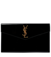Saint Laurent Uptown Patent Leather Clutch In Nero