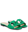Gucci Interlocking G Cutout Leather Sandals In New Shamarock