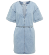 Frame Kaftan Denim Minidress In Breezy