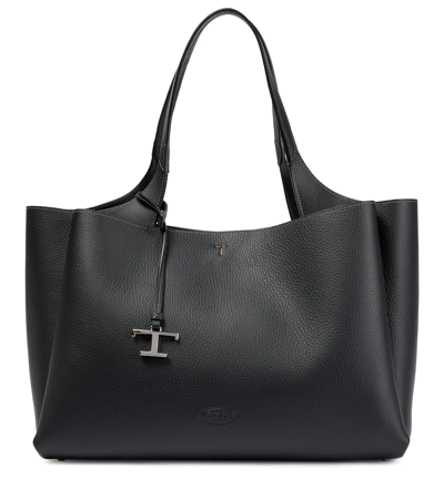 Tod's Apa Medium Leather Tote Bag In Nero