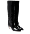 Paris Texas Croc-effect Leather Knee-high Boots In Carbone