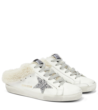 Golden Goose Superstar Shearling Sabot Sneakers In Whiteseedpearlnat