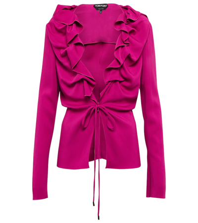Tom Ford Ruffled Cady Top In Pink
