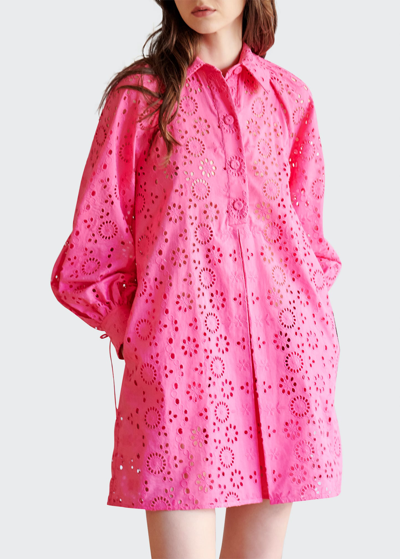 Evi Grintela Imone Broderie-anglaise Cotton Mini Dress In Fuchsia