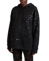 VALENTINO SEQUINED V-LOGO EMBROIDERED HOODIE