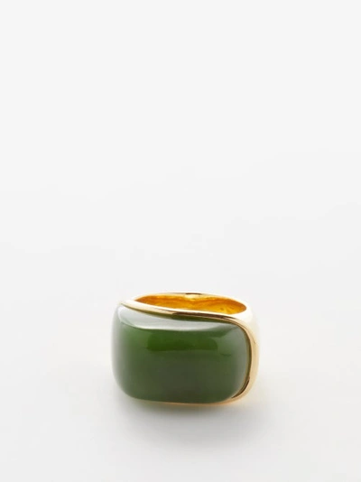 Fernando Jorge Oblong Nephrite-jade & 18kt Gold Ring In Green Gold