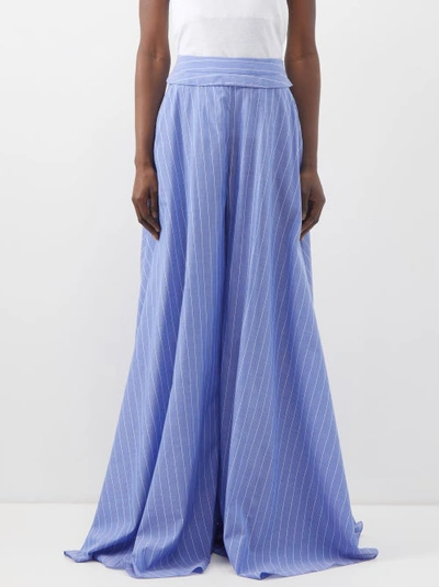 Palmer Harding Palmer//harding Clarity Striped Wide-leg Cotton Trousers In Blue