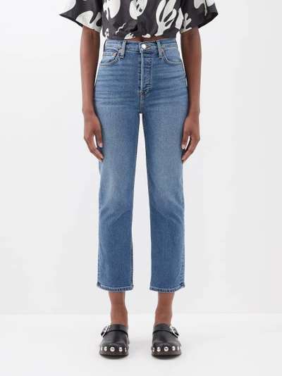 Re/done 70s Stove Pipe Cropped Straight-leg Jeans In Denim Multi