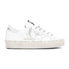 Golden Goose Hi Star Sneakers In White/platinum Leather And Suede In Transparent
