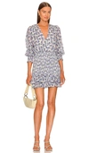 Veronica Beard Darrah Smocked Floral-print Cotton-voile Mini Dress In Blue