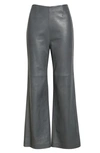 Rebecca Taylor Wide Leg Leather Pants In Charcoal