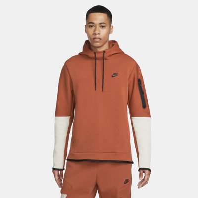 Nike Sportswear Tech Fleece Men's Pullover Hoodie In Burnt Sunrise,light Bone,black