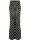 Karl Lagerfeld Monogram-print Wide-leg Trousers In Black