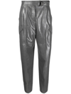 Brunello Cucinelli Metallic Tapered-leg Trousers In Grey