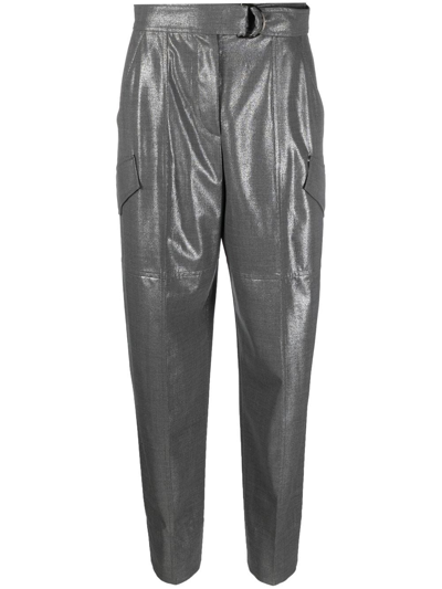 Brunello Cucinelli Metallic Tapered-leg Trousers In Grey