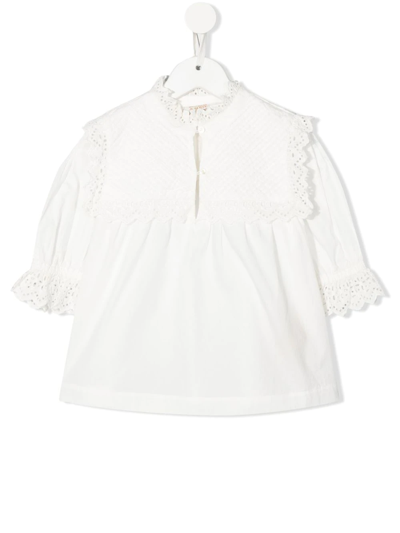 Scotch & Soda Lace-embroidered Blouse In White