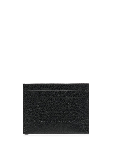 Longchamp 'le Foulonne' Pebbled Leather Card Holder In Black